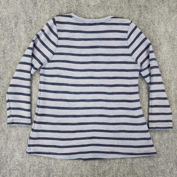 Soft Surroundings Sweater Womens Petite Large Blue Stripe Floral Embroidered Top - Picture 3 of 16